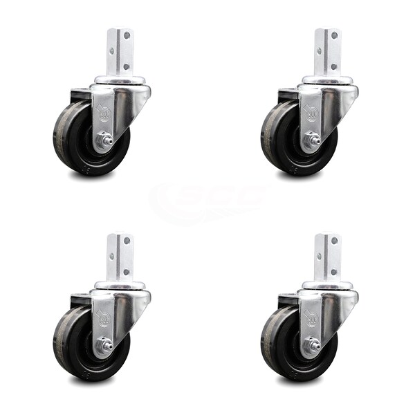 3 Inch Phenolic Wheel Swivel 3/4 Inch Square Stem Caster Set